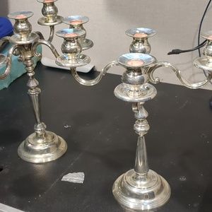 Vintage Italian silver five Cinderella candle holder set of two unmarked maker